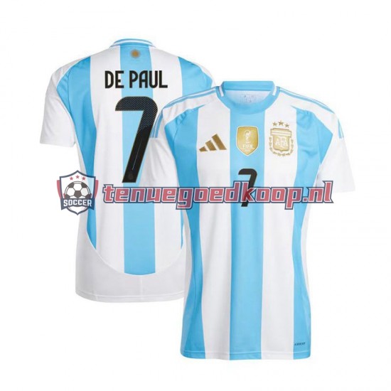 Thuis Tenue van Argentinië De Paul 7 Copa America Heren 2024 Korte Mouw