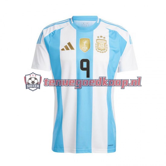 Thuis Tenue van Argentinië Julian Alvarez 9 Copa America Heren 2024 Korte Mouw