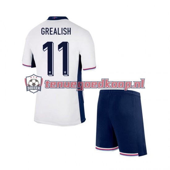 Thuis Tenue van Engeland Jack Grealish Kind 2-13 jaar EK 2024 Korte Mouw