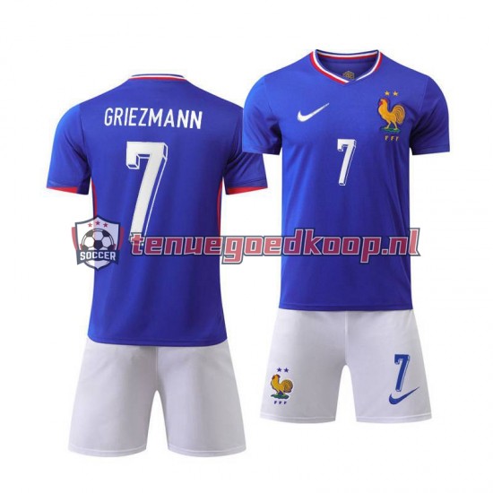 Thuis Tenue van Frankrijk Antoine Griezmann 7 Kind 2-13 jaar EK 2024 Korte Mouw Blauw