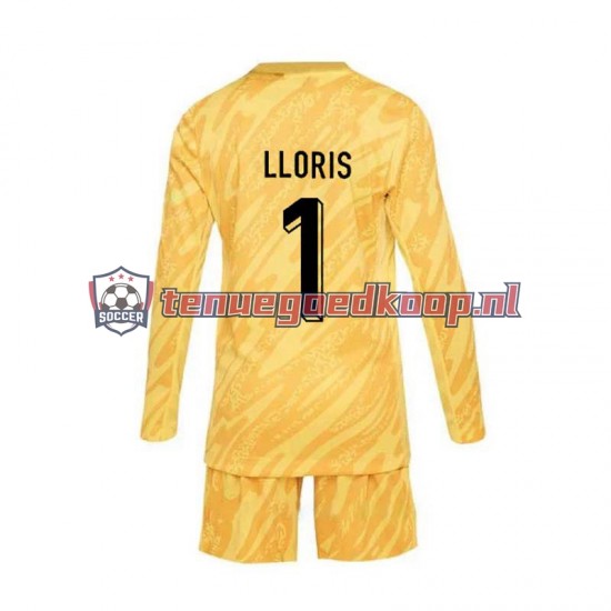 Thuis Tenue van Frankrijk Keepersshirt Hugo Lloris 1 Kind 2-13 jaar EK 2024 Lange Mouw Geel