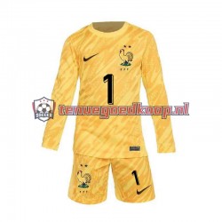 Thuis Tenue van Frankrijk Keepersshirt Hugo Lloris 1 Kind 2-13 jaar EK 2024 Lange Mouw Geel