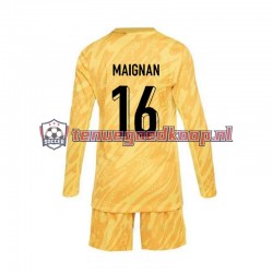 Thuis Tenue van Frankrijk Keepersshirt Mike Maignan 16 Kind 2-13 jaar EK 2024 Lange Mouw Geel