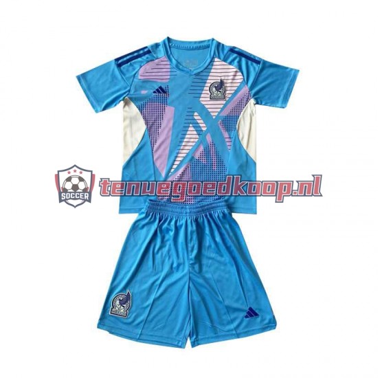 3de Tenue van Mexico Keepersshirt Kind 2-13 jaar 2024 Korte Mouw Blauw