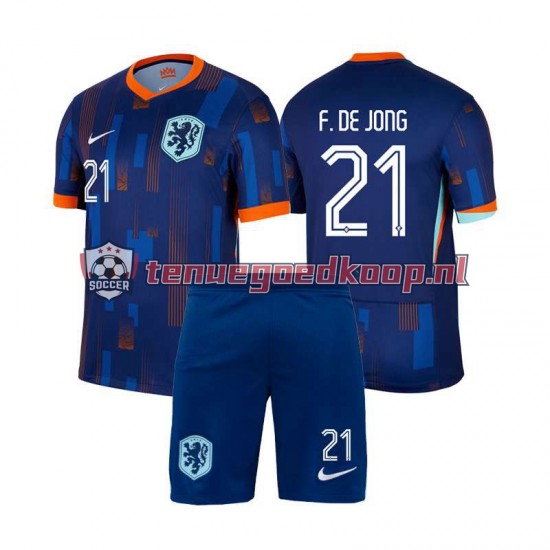 Uit Tenue van Nederland Frenkie de Jong 21 Kind 2-13 jaar EK 2024 Korte Mouw