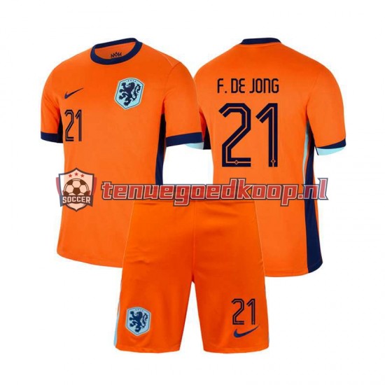 Thuis Tenue van Nederland Frenkie de Jong 21 Kind 2-13 jaar EK 2024 Korte Mouw