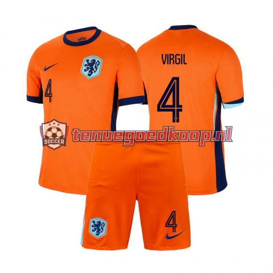 Thuis Tenue van Nederland Virgil van Dijk 4 Kind 2-13 jaar EK 2024 Korte Mouw