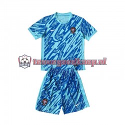 3de Tenue van Portugal Keepersshirt Kind 2-13 jaar EK 2024 Korte Mouw Blauw