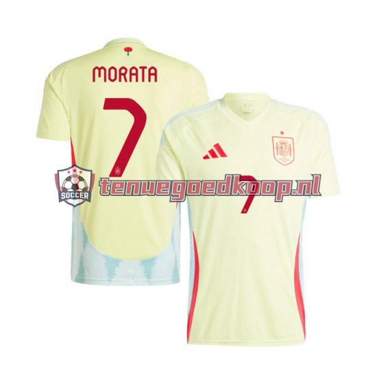 Uit Tenue van Spanje Alvaro Morata 7 Heren EK 2024 Korte Mouw