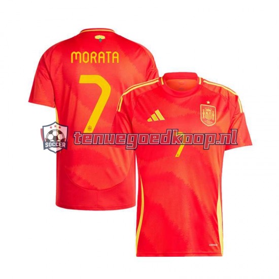 Thuis Tenue van Spanje Alvaro Morata 7 Heren EK 2024 Korte Mouw