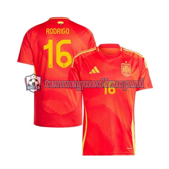 Thuis Tenue van Spanje Rodrigo 16 Heren EK 2024 Korte Mouw