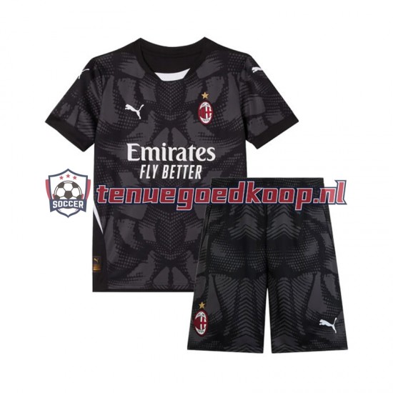 Thuis Tenue van AC Milan Keepersshirt Kind 2-13 jaar 2024-25 Korte Mouw Zwart