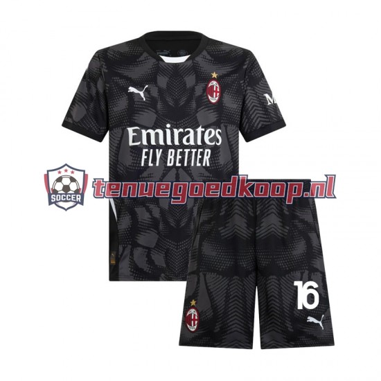 Thuis Tenue van AC Milan Keepersshirt Mike Maignan 16 Kind 2-13 jaar 2024-25 Korte Mouw Zwart