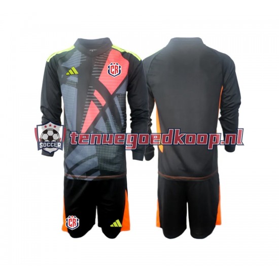 3de Tenue van Costa Rica Keepersshirt Kind 2-13 jaar 2024 Lange Mouw Zwart