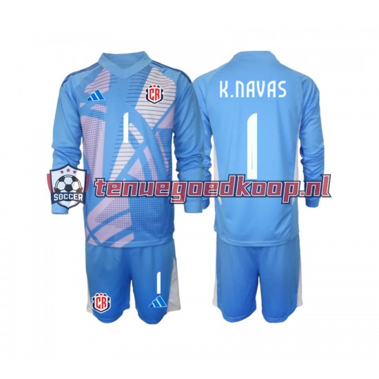 Thuis Tenue van Costa Rica Keepersshirt Keylor Navas 1 Kind 2-13 jaar 2024 Lange Mouw Blauw