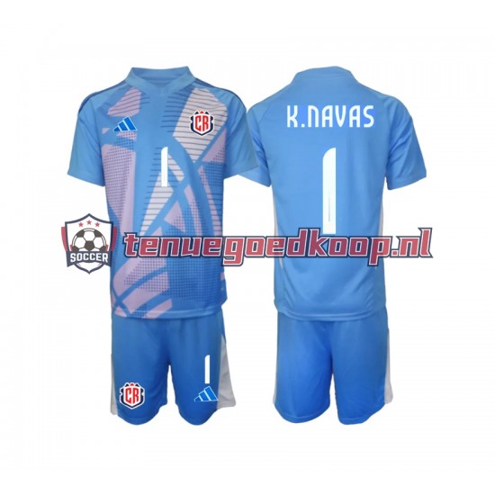 Thuis Tenue van Costa Rica Keepersshirt Keylor Navas 1 Kind 2-13 jaar 2024 Korte Mouw Blauw