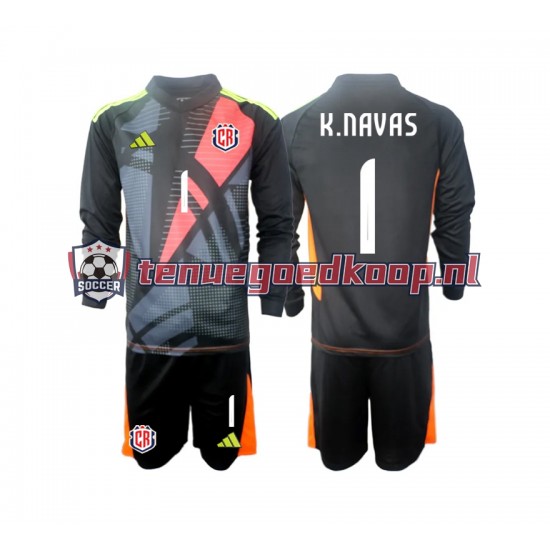 3de Tenue van Costa Rica Keepersshirt Keylor Navas 1 Kind 2-13 jaar 2024 Lange Mouw Zwart