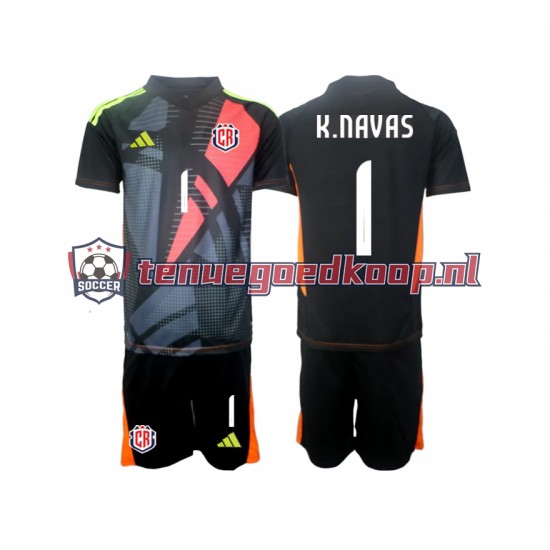 3de Tenue van Costa Rica Keepersshirt Keylor Navas 1 Kind 2-13 jaar 2024 Korte Mouw Zwart