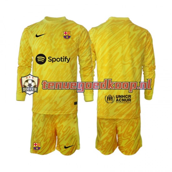 Uit Tenue van FC Barcelona Keepersshirt Kind 2-13 jaar 2024-25 Lange Mouw