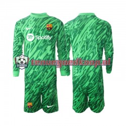 Thuis Tenue van FC Barcelona Keepersshirt Kind 2-13 jaar 2024-25 Lange Mouw Groente