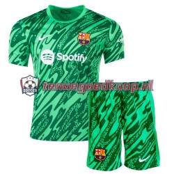 Thuis Tenue van FC Barcelona Keepersshirt Kind 2-13 jaar 2024-25 Korte Mouw Groente