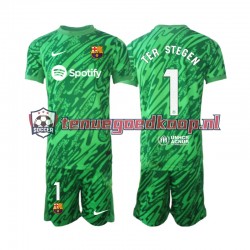 Thuis Tenue van FC Barcelona Keepersshirt Ter Stegen 1 Kind 2-13 jaar 2024-25 Korte Mouw Groente