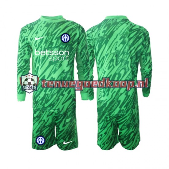 Thuis Tenue van Inter Milan Keepersshirt Kind 2-13 jaar 2024-25 Lange Mouw