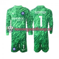 Thuis Tenue van Inter Milan Keepersshirt Yann Sommer 1 Kind 2-13 jaar 2024-25 Lange Mouw