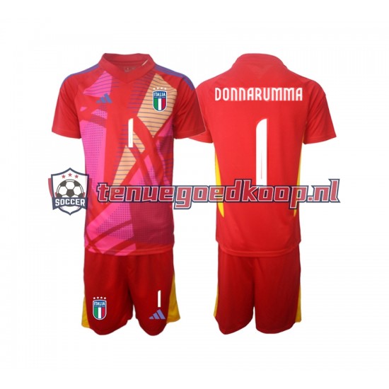 3de Tenue van Italië Keepersshirt Donnarumma 1 Kind 2-13 jaar EK 2024 Korte Mouw