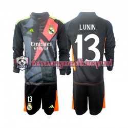 Uit Tenue van Real Madrid Keepersshirt Andriy Lunin 13 Kind 2-13 jaar 2024-25 Lange Mouw Zwart