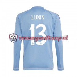 Thuis Tenue van Real Madrid Keepersshirt Andriy Lunin 13 Heren 2024-25 Lange Mouw Blauw