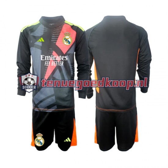 Uit Tenue van Real Madrid Keepersshirt Kind 2-13 jaar 2024-25 Lange Mouw Zwart