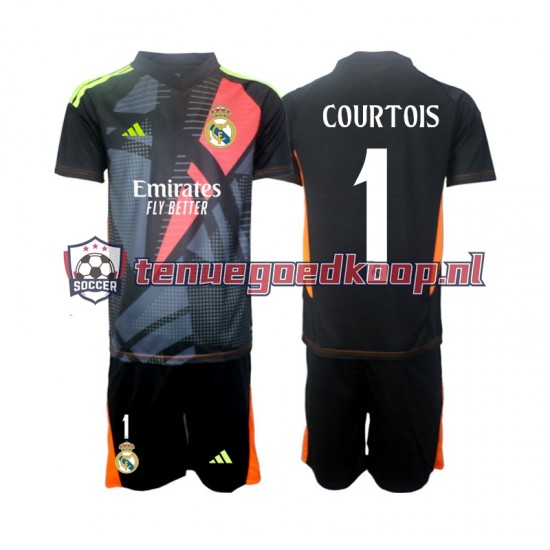 Uit Tenue van Real Madrid Keepersshirt Thibaut Courtois 1 Kind 2-13 jaar 2024-25 Korte Mouw Zwart