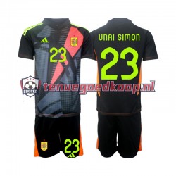 Uit Tenue van Spanje Keepersshirt Unai Simon 23 Kind 2-13 jaar EK 2024 Korte Mouw