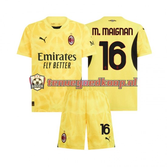 Uit Tenue van AC Milan Keepersshirt Mike Maignan 16 Kind 2-13 jaar 2024-25 Korte Mouw