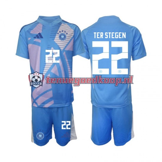 4de Tenue van Duitsland Keepersshirt Ter Stegen 22 Kind 2-13 jaar 2024-25 Korte Mouw