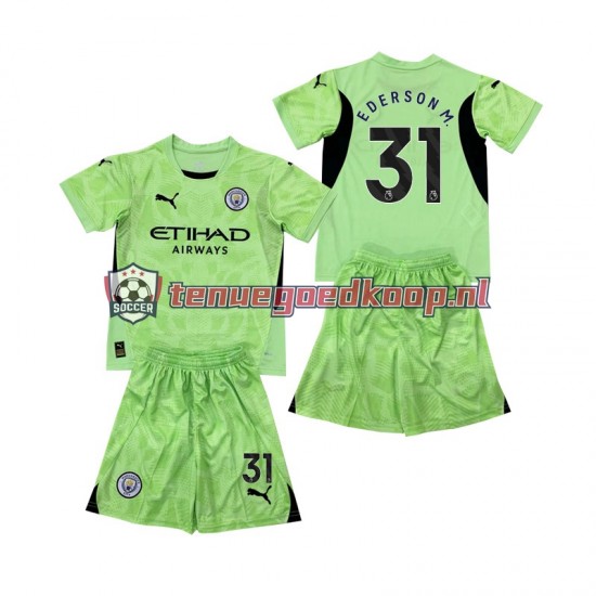 4de Tenue van Manchester City Keepersshirt Ederson Moraes 31 2 Kind 2-13 jaar 2024-25 Korte Mouw