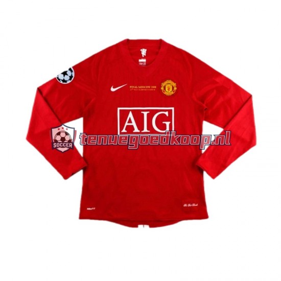 Thuis Retro Tenue van Manchester United Champion League 2007 Heren Lange Mouw