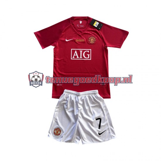 Thuis Retro Tenue van Manchester United Cristiano Ronaldo 7 Champion League 2007 Kind 2-13 jaar Korte Mouw