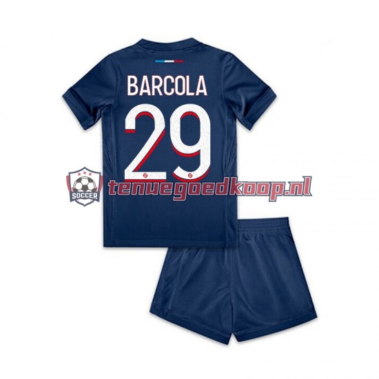 Thuis Tenue van Paris Saint-Germain Bradley Barcola 29 Kind 2-13 jaar 2024-25 Korte Mouw