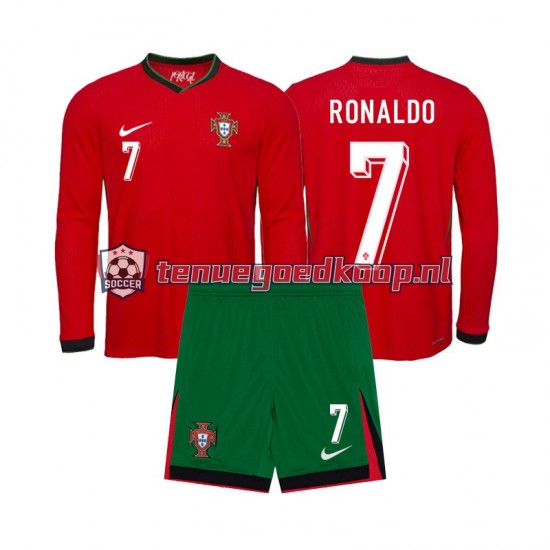 Thuis Tenue van Portugal Ronaldo 7 Kind 2-13 jaar EK 2024 Lange Mouw