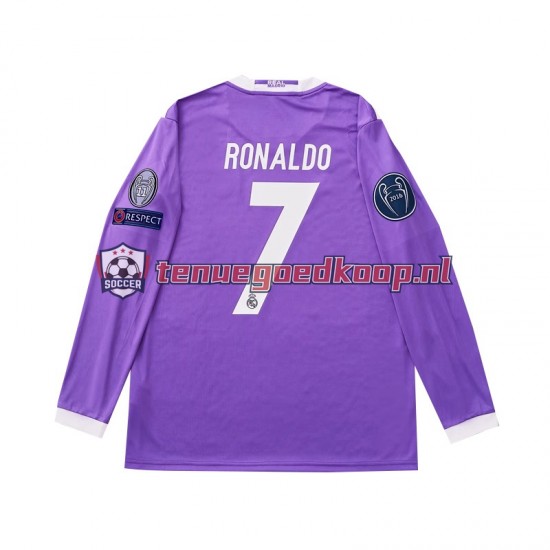 Uit Retro Tenue van Real Madrid Cristiano Ronaldo 7 2016 Heren Lange Mouw