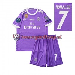 Uit Retro Tenue van Real Madrid Cristiano Ronaldo 7 2016 Kind 2-13 jaar Korte Mouw