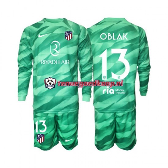 Uit Tenue van Atlético Madrid Keepersshirt Jan Oblak 13 Kind 2-13 jaar 2023-24 Lange Mouw Groente