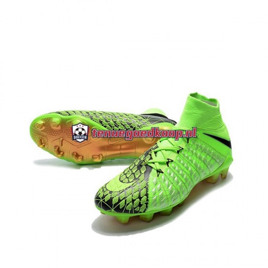 Voetbalschoenen Nike Phantom Hypervenom III Elite DF FG Groente Zwart