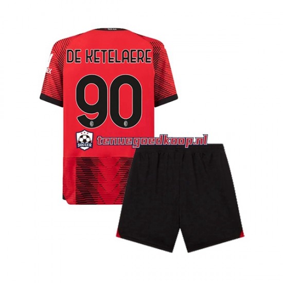 Thuis Tenue van AC Milan Charles De Ketelaere 90 Kind 2-13 jaar 2023-24 Korte Mouw