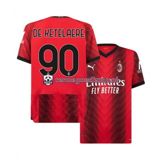 Thuis Tenue van AC Milan Charles De Ketelaere 90 Heren 2023-24 Korte Mouw