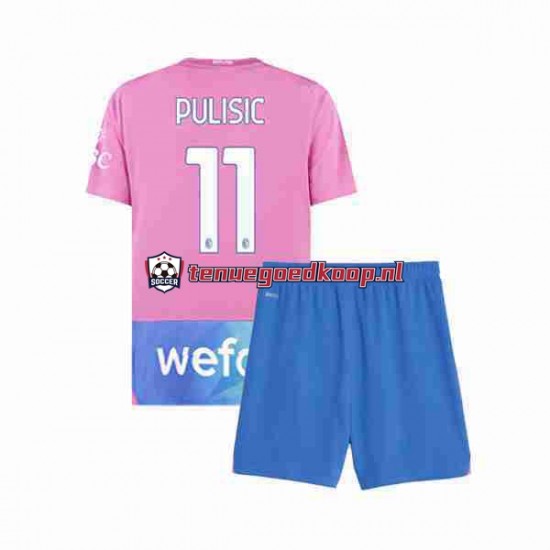 3de Tenue van AC Milan Christian Pulisic 11 Kind 2-13 jaar 2023-24 Korte Mouw