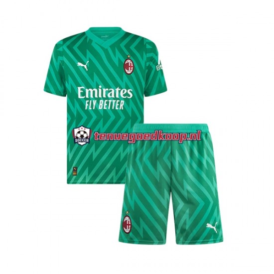 Thuis Tenue van AC Milan Keepersshirt Kind 2-13 jaar 2023-24 Korte Mouw