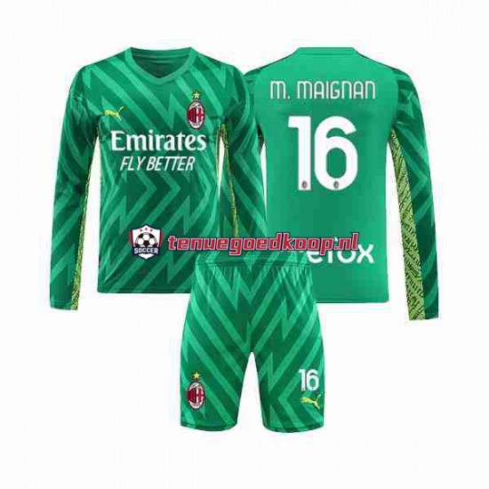 Thuis Tenue van AC Milan Keepersshirt Mike Maignan 16 Kind 2-13 jaar 2023-24 Lange Mouw